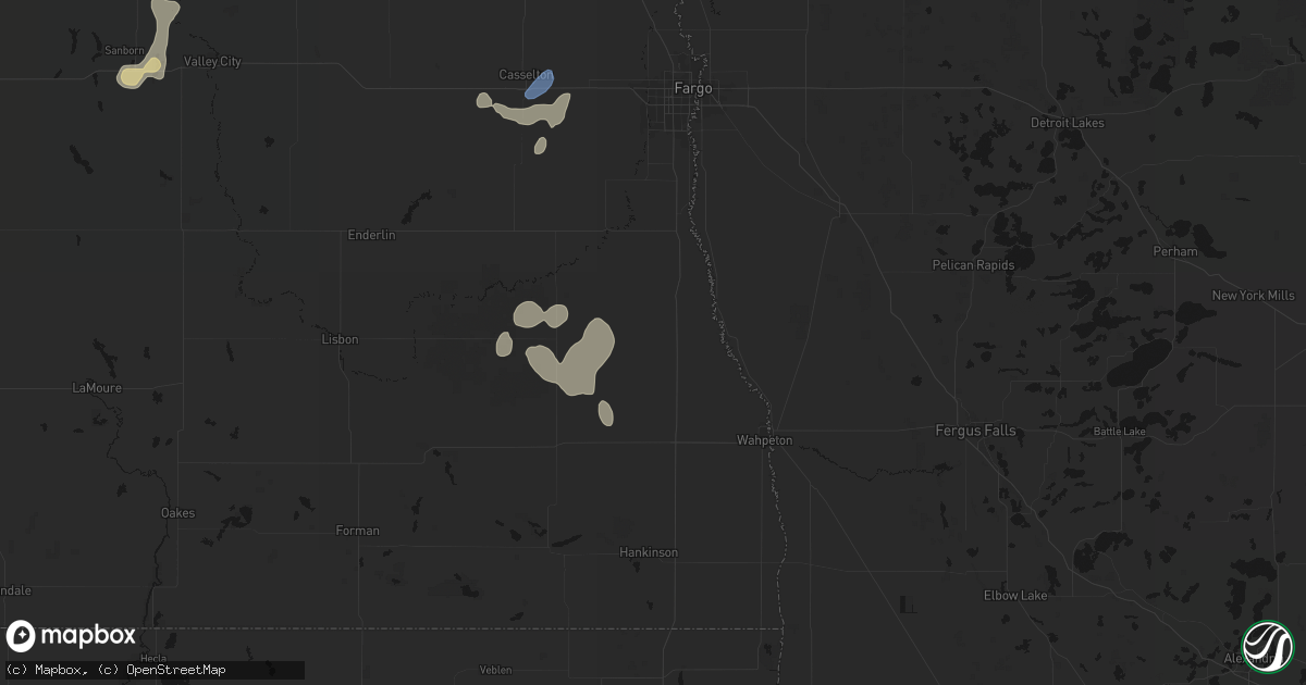 Hail map in Colfax, ND on July 30, 2026