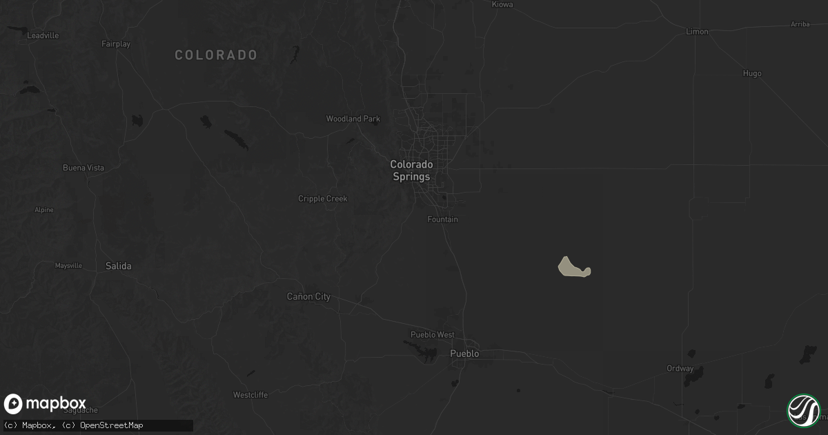 Hail map in Colorado Springs, CO on July 30, 2026