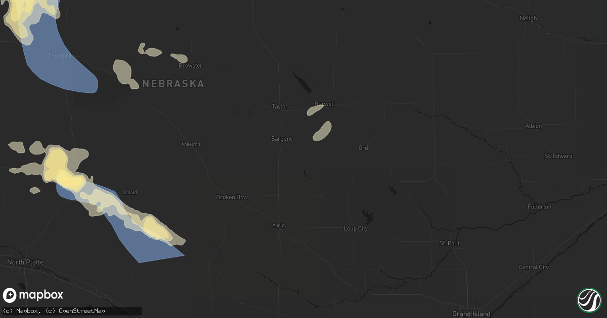 Hail map in Comstock, NE on July 30, 2026