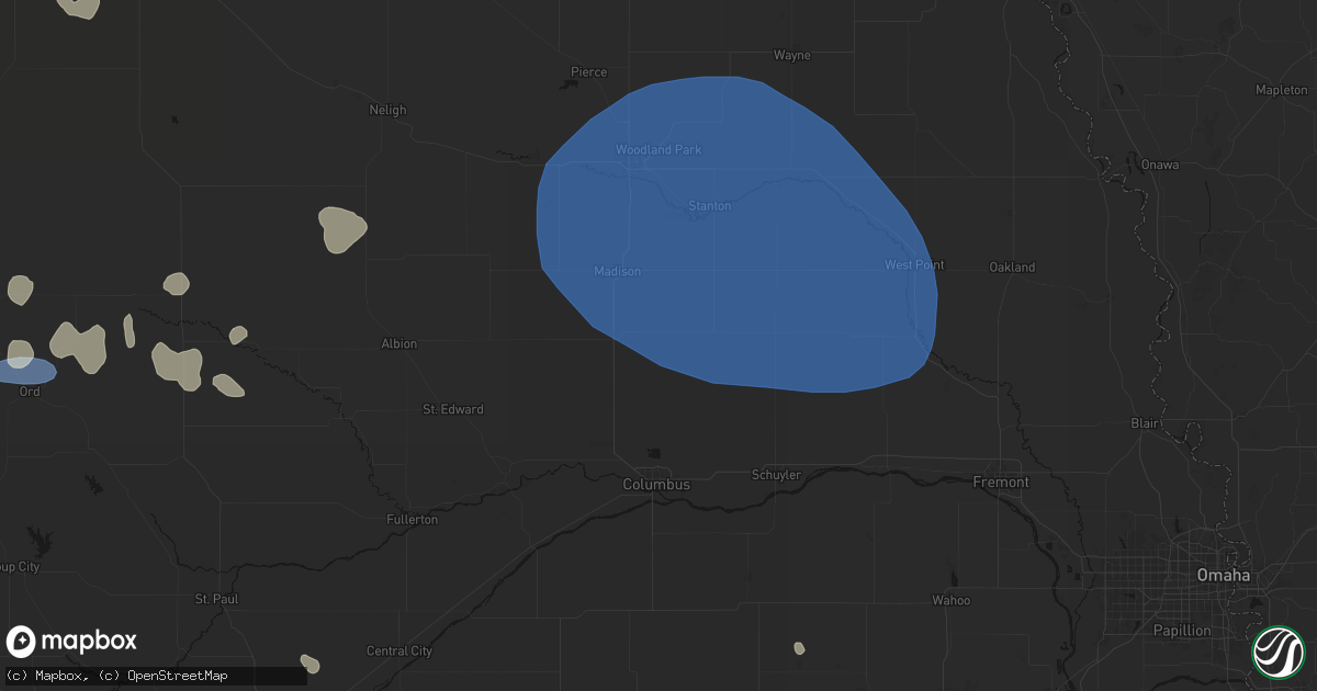 Hail map in Creston, NE on July 30, 2026