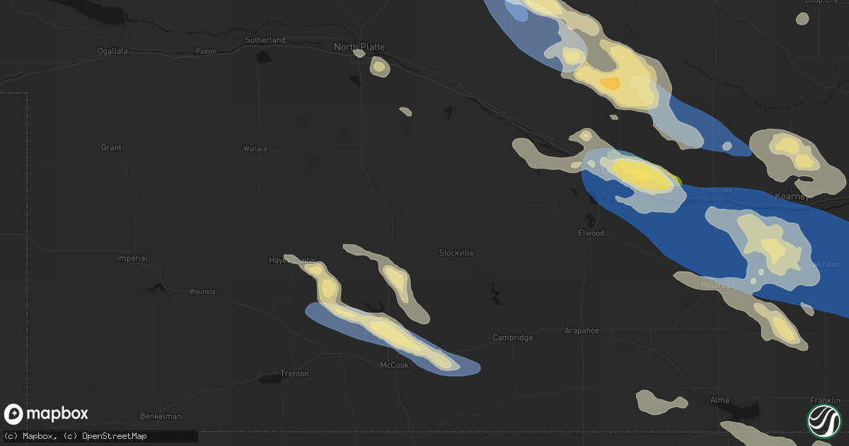Hail map in Curtis, NE on July 30, 2026