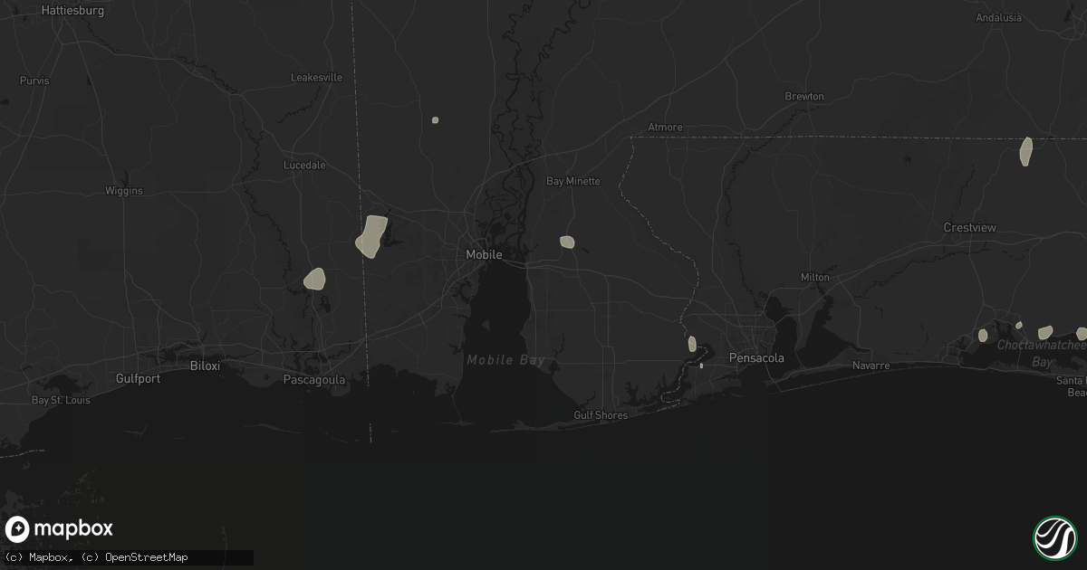 Hail map in Daphne, AL on July 30, 2026