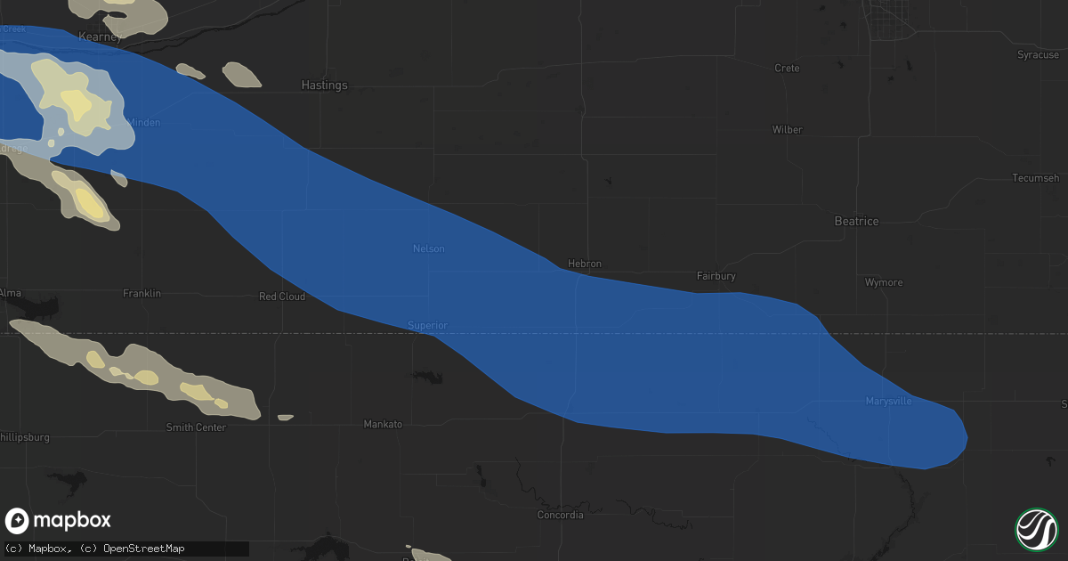 Hail map in Deshler, NE on July 30, 2026