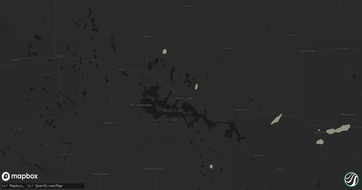 Hail map in Devils Lake, ND on July 30, 2026