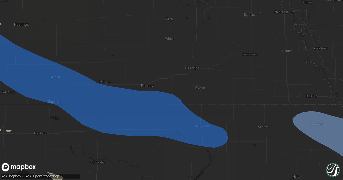Hail map in Diller, NE on July 30, 2026