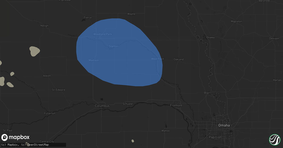 Hail map in Dodge, NE on July 30, 2026