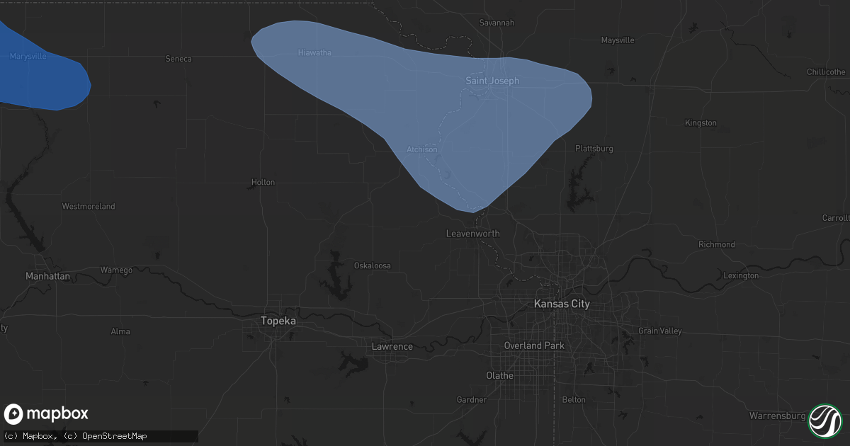 Hail map in Easton, KS on July 30, 2026