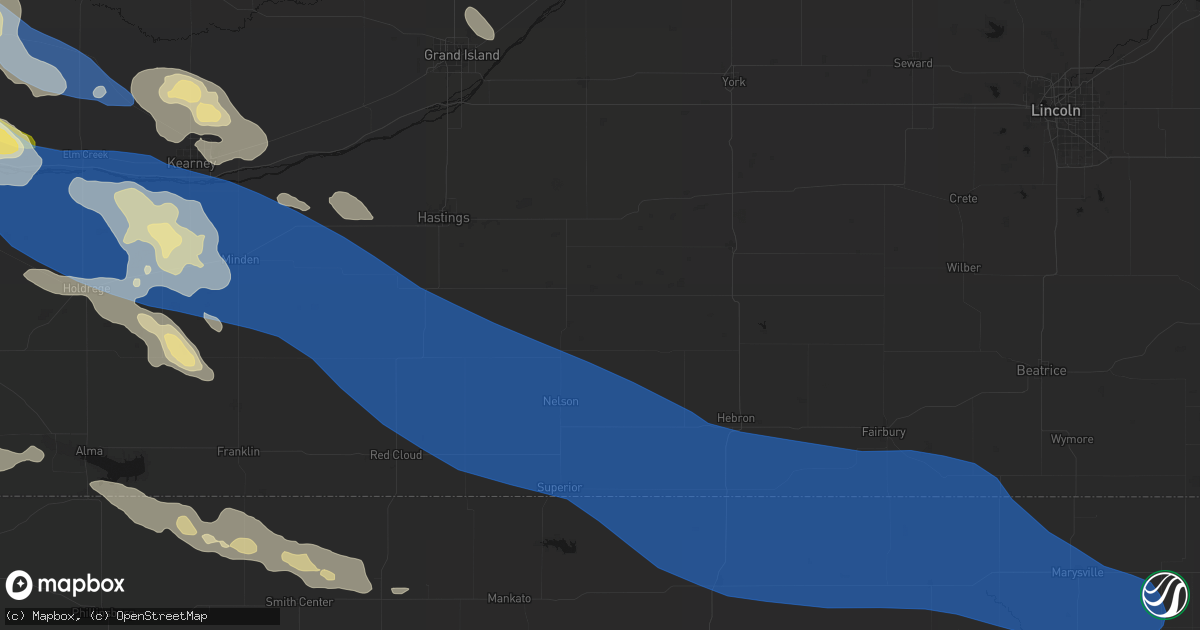 Hail map in Edgar, NE on July 30, 2026
