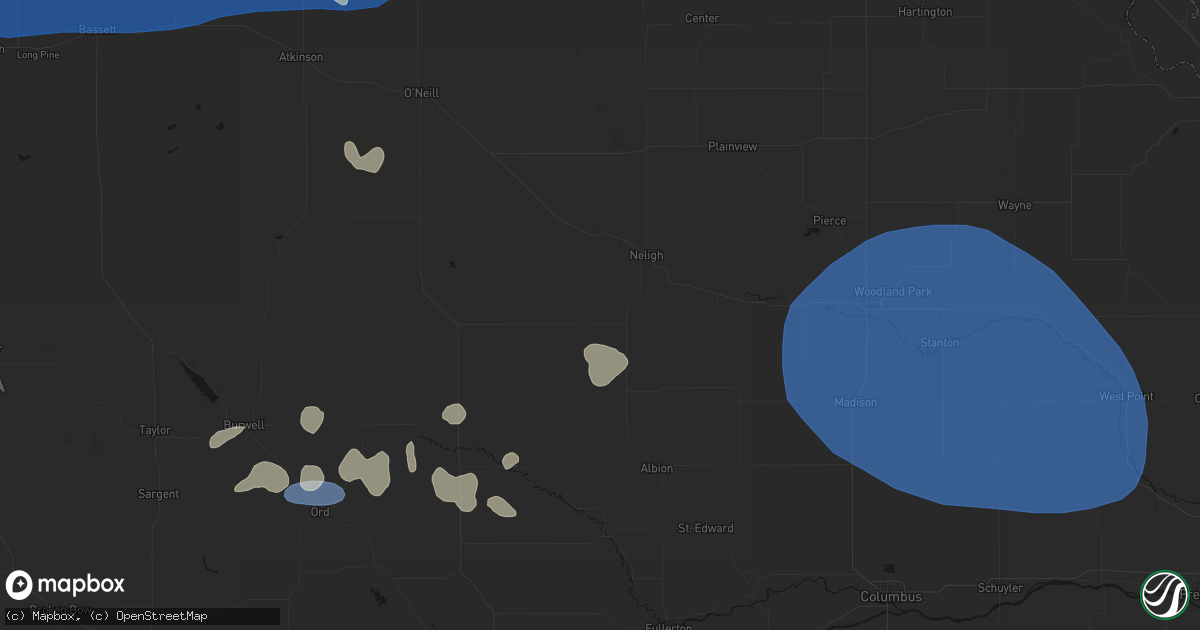 Hail map in Elgin, NE on July 30, 2026