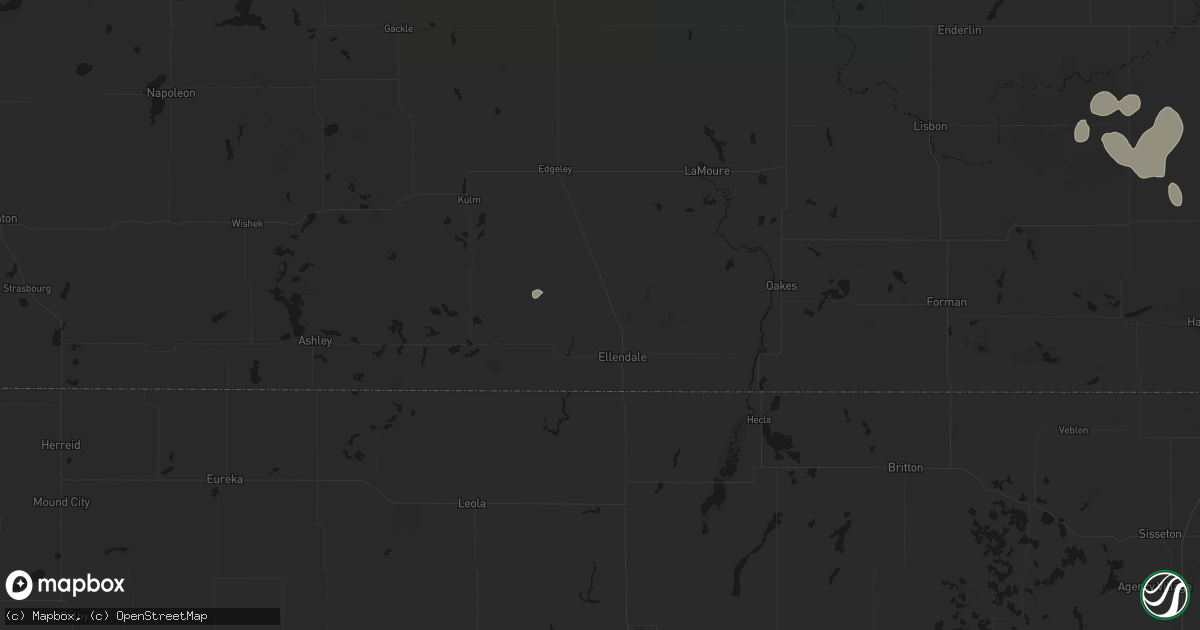 Hail map in Ellendale, ND on July 30, 2026