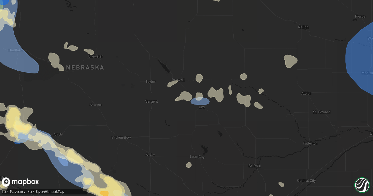 Hail map in Elyria, NE on July 30, 2026