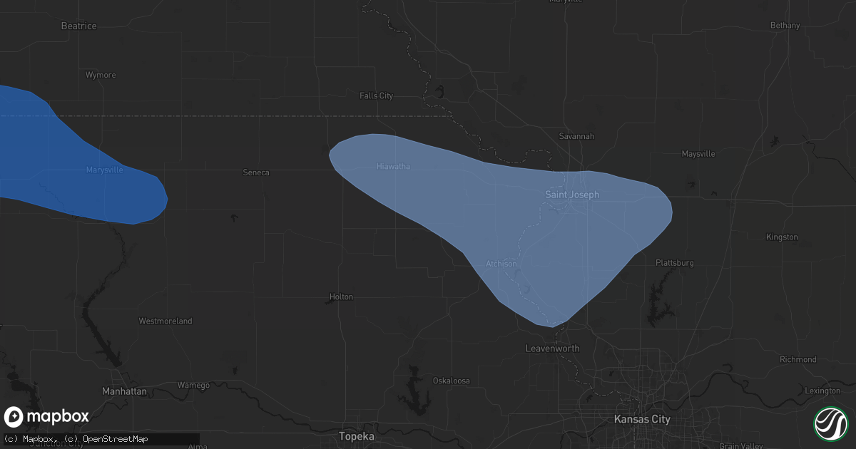 Hail map in Everest, KS on July 30, 2026