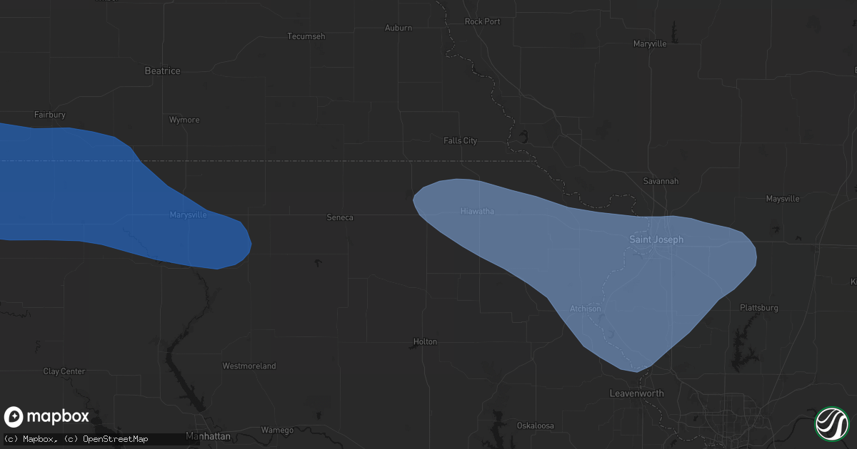 Hail map in Fairview, KS on July 30, 2026
