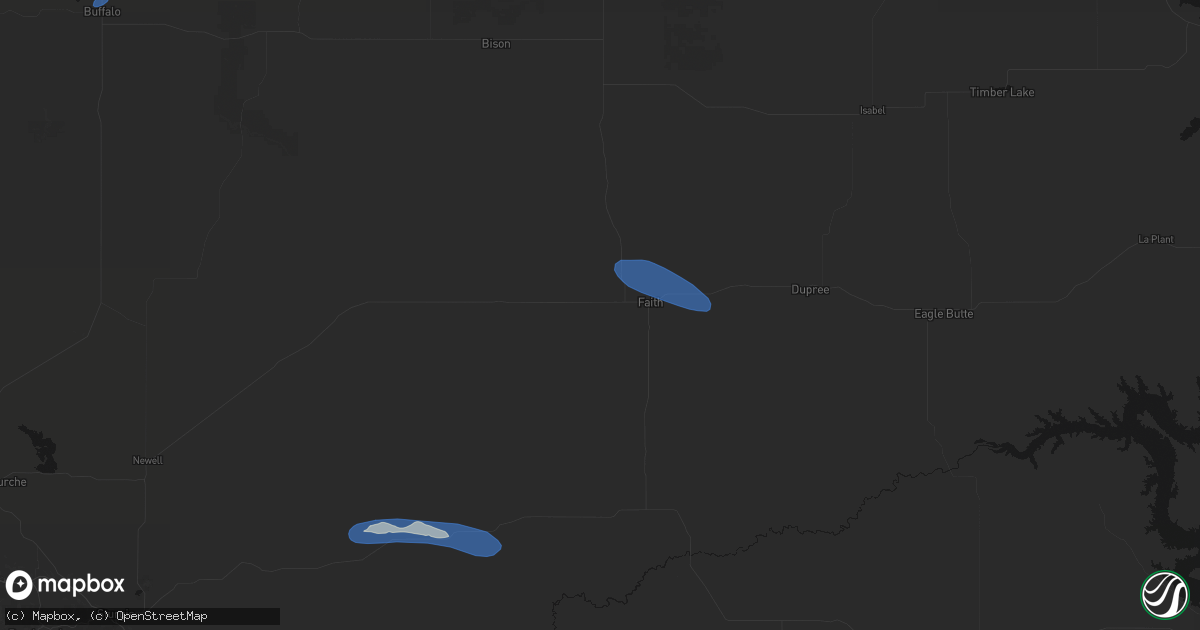 Hail map in Faith, SD on July 30, 2026