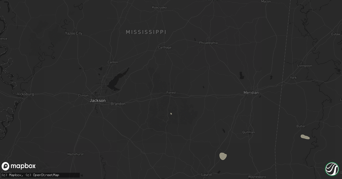 Hail map in Forest, MS on July 30, 2026