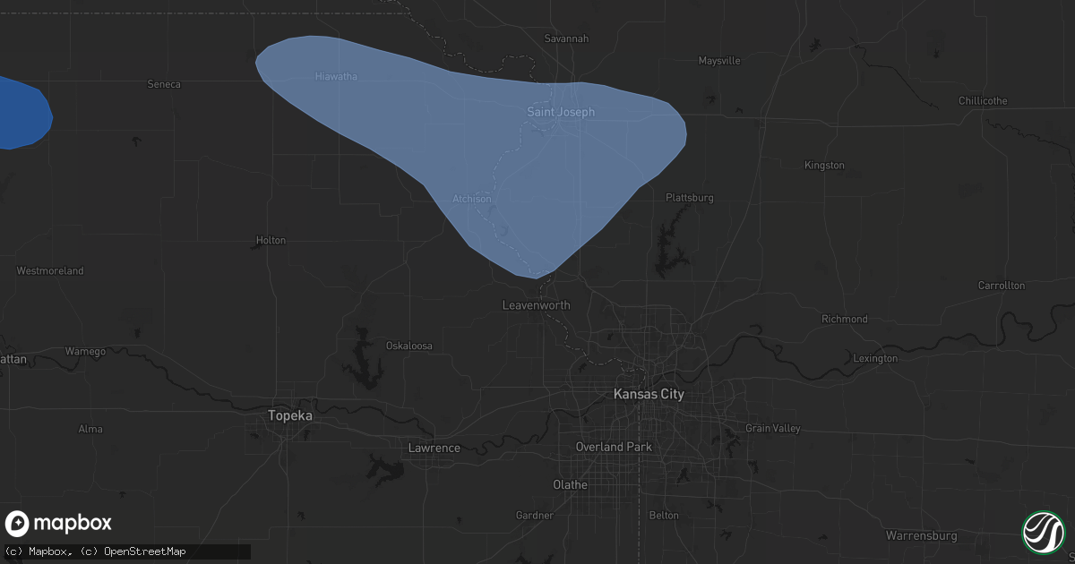Hail map in Fort Leavenworth, KS on July 30, 2026