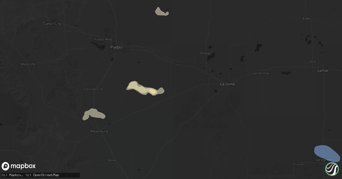 Hail map in Fowler, CO on July 30, 2026
