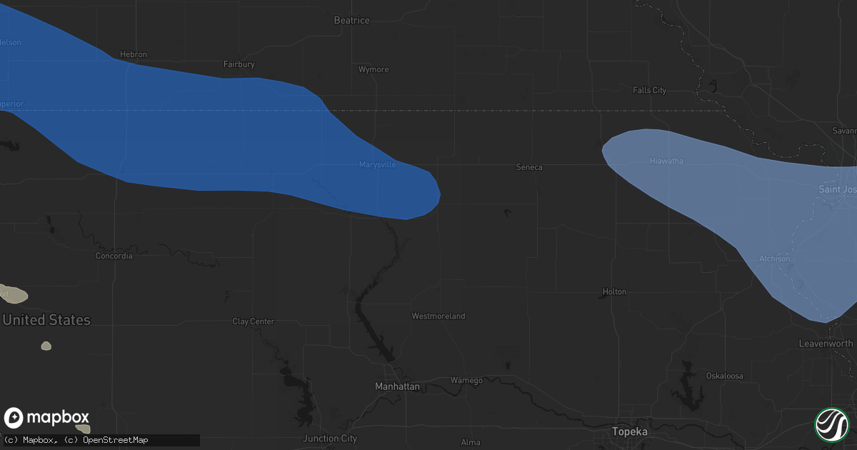 Hail map in Frankfort, KS on July 30, 2026