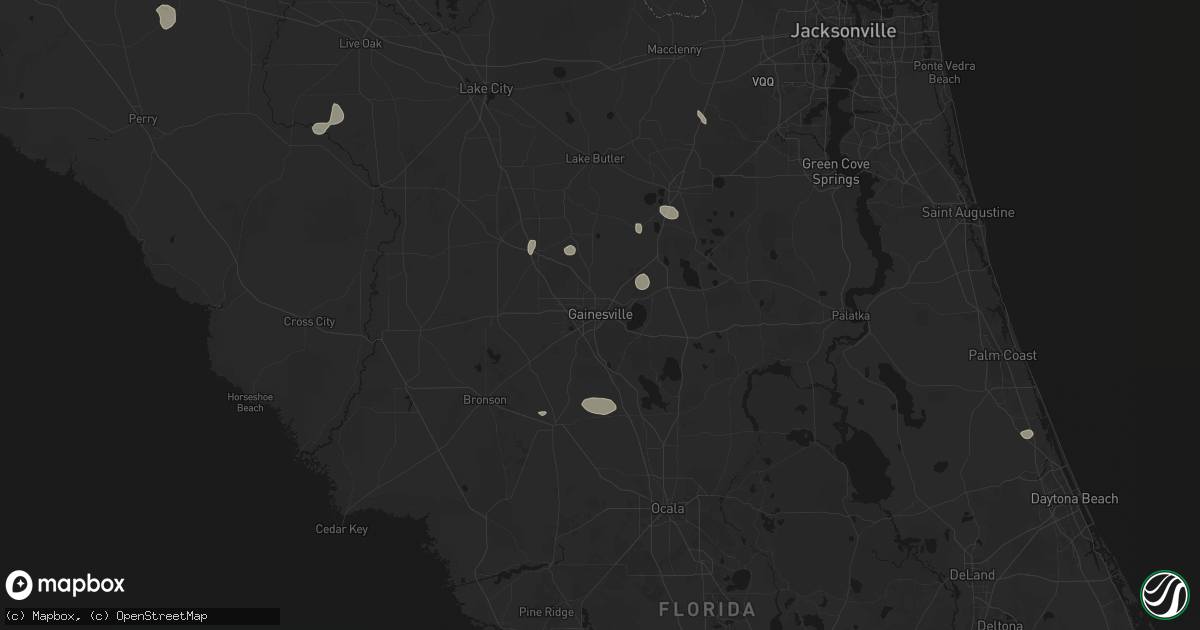 Hail map in Gainesville, FL on July 30, 2026