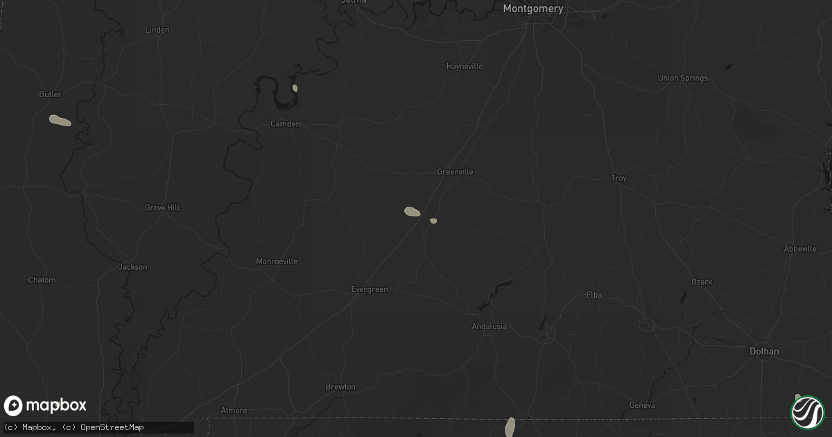 Hail map in Georgiana, AL on July 30, 2026