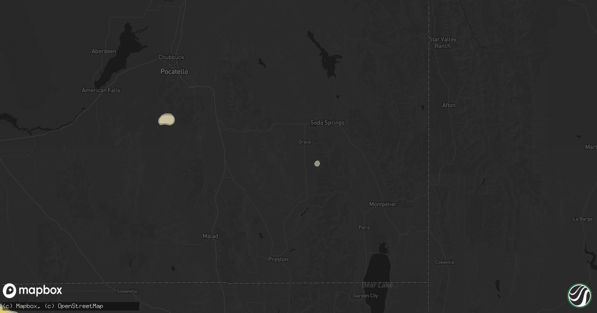 Hail map in Grace, ID on July 30, 2026