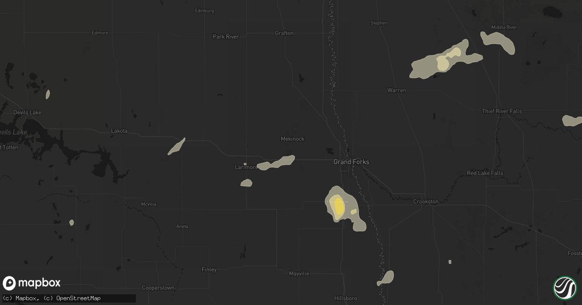 Hail map in Grand Forks Afb, ND on July 30, 2026
