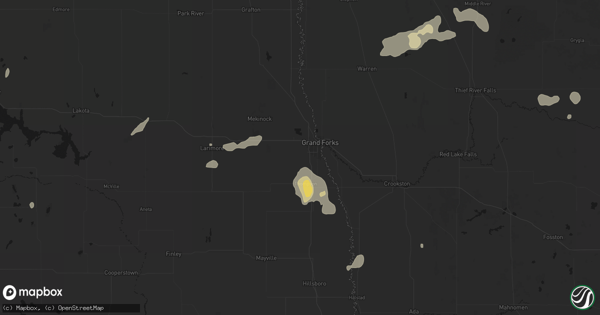 Hail map in Grand Forks, ND on July 30, 2026