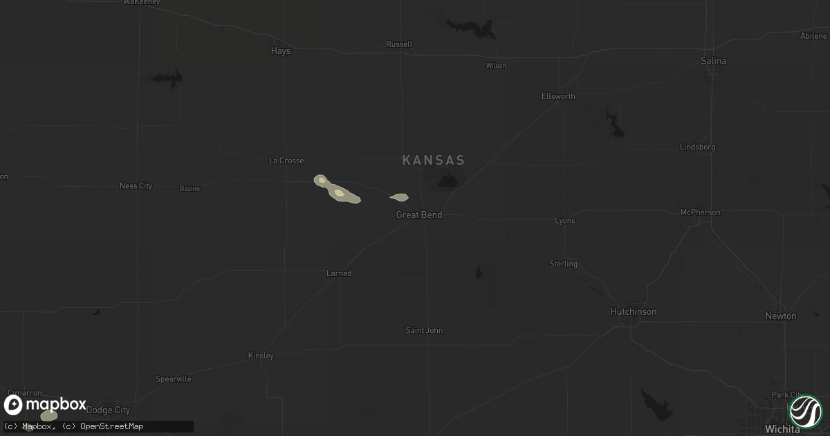 Hail map in Great Bend, KS on July 30, 2026