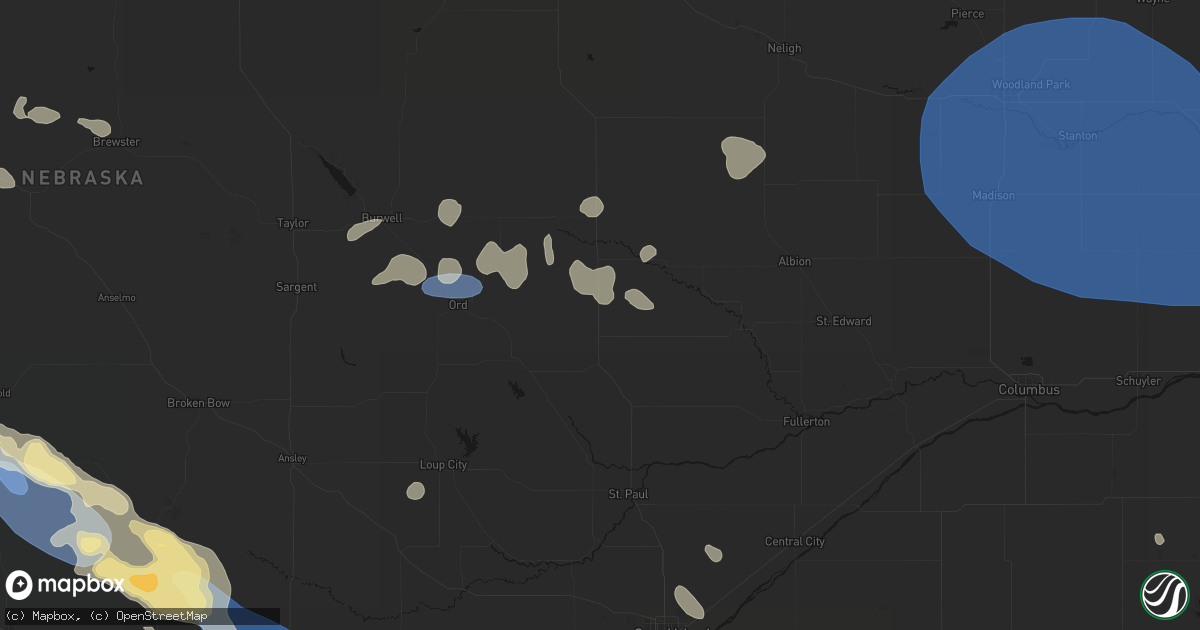 Hail map in Greeley, NE on July 30, 2026