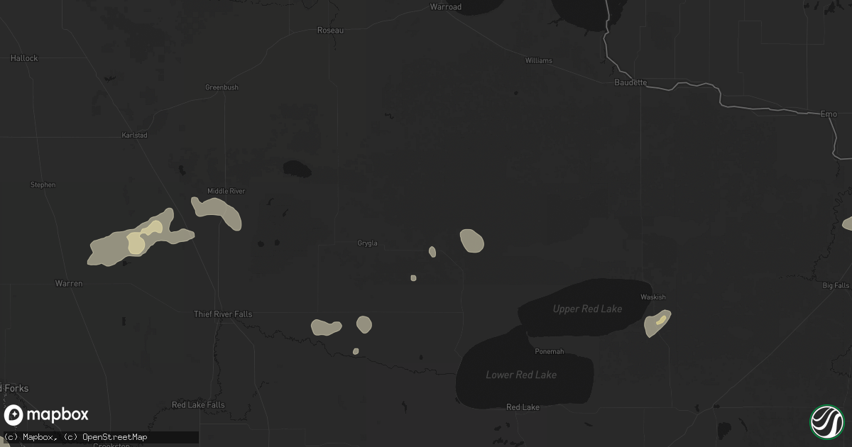 Hail map in Grygla, MN on July 30, 2026