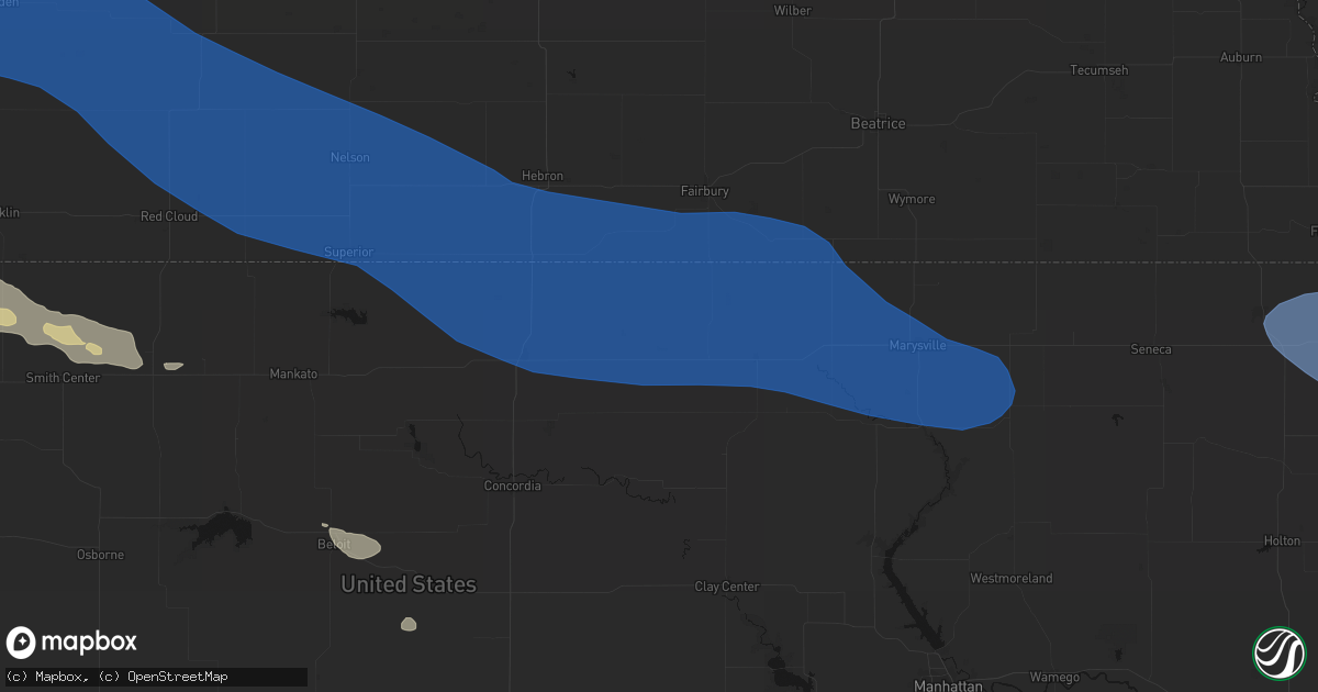 Hail map in Haddam, KS on July 30, 2026