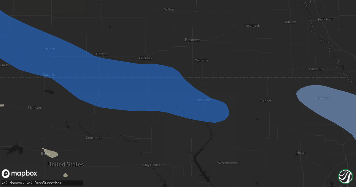 Hail map in Hanover, KS on July 30, 2026