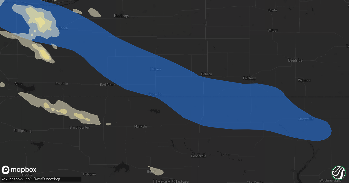 Hail map in Hardy, NE on July 30, 2026