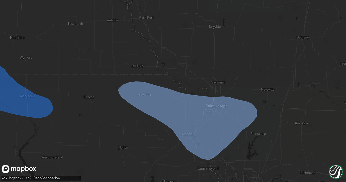 Hail map in Highland, KS on July 30, 2026