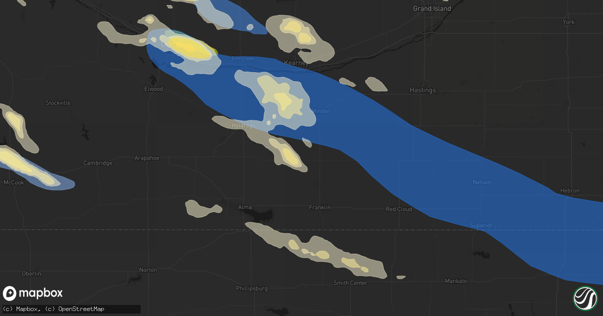 Hail map in Hildreth, NE on July 30, 2026