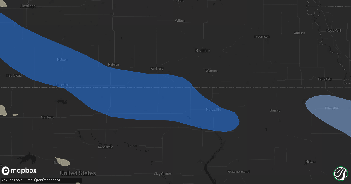Hail map in Hollenberg, KS on July 30, 2026