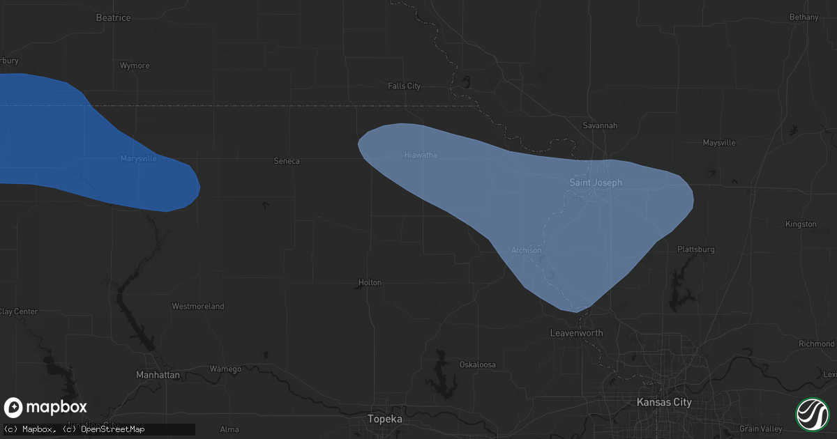 Hail map in Horton, KS on July 30, 2026