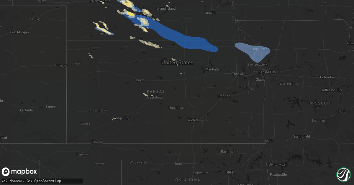 Hail map in Kansas on July 30, 2026