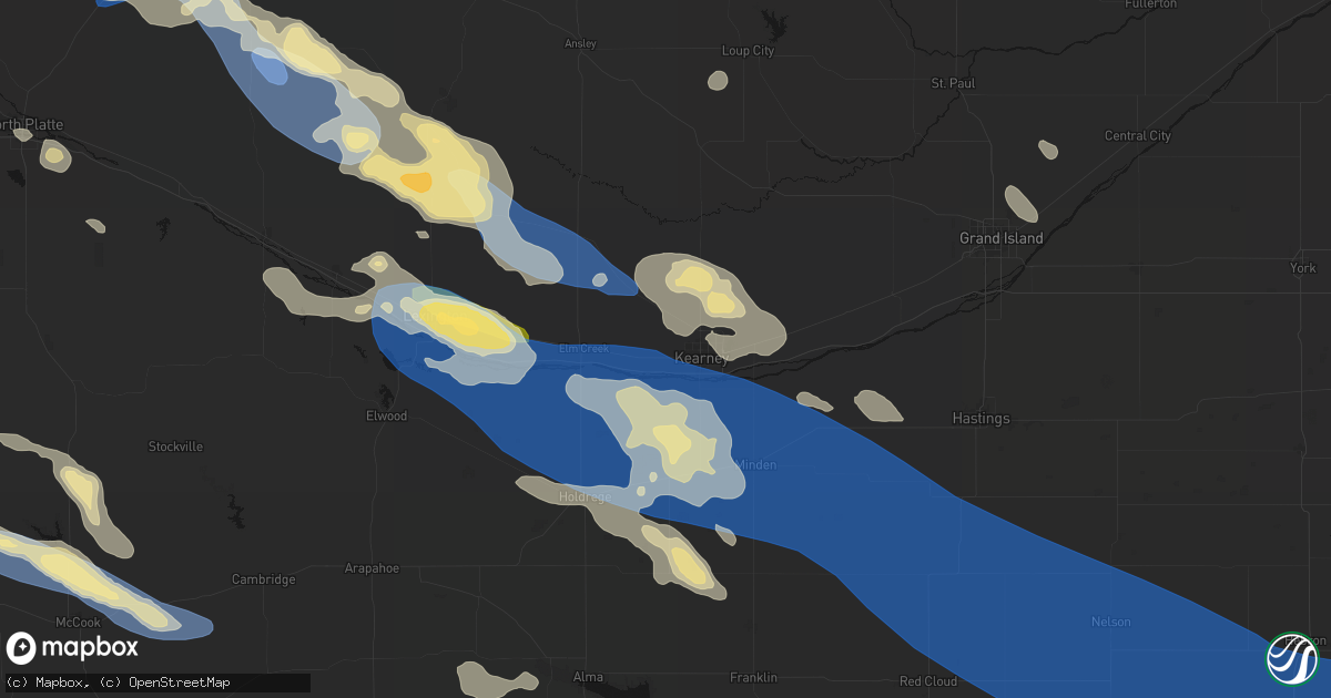 Hail map in Kearney, NE on July 30, 2026