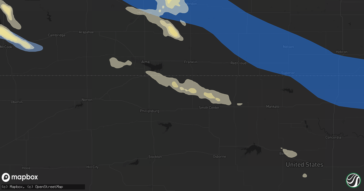 Hail map in Kensington, KS on July 30, 2026