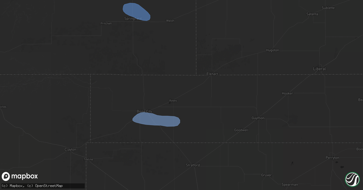 Hail map in Keyes, OK on July 30, 2026