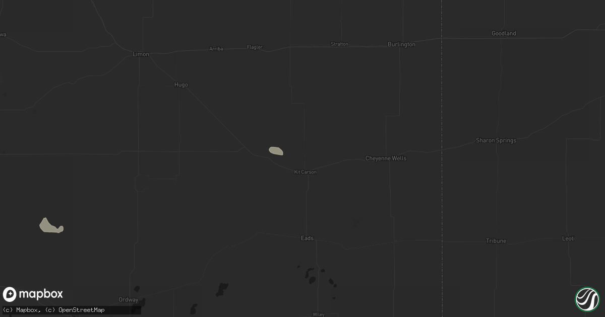 Hail map in Kit Carson, CO on July 30, 2026