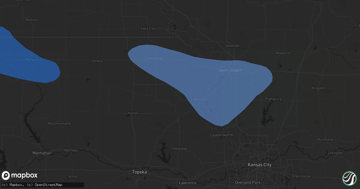 Hail map in Lancaster, KS on July 30, 2026