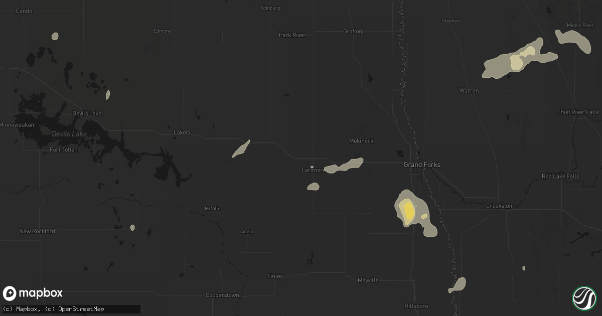 Hail map in Larimore, ND on July 30, 2026