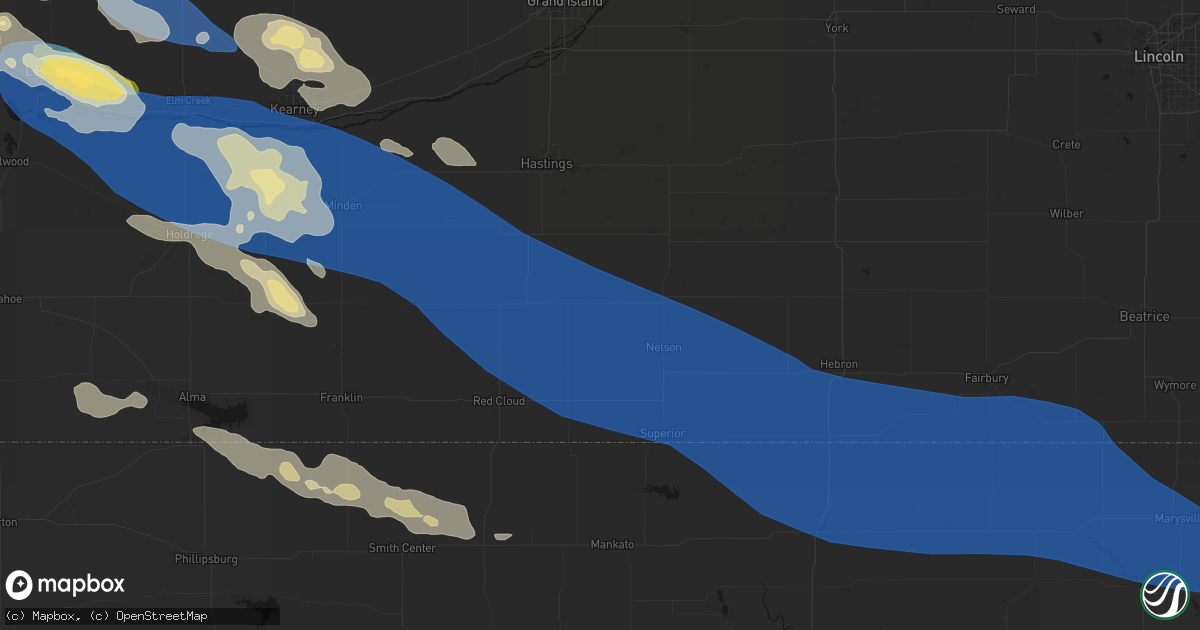 Hail map in Lawrence, NE on July 30, 2026