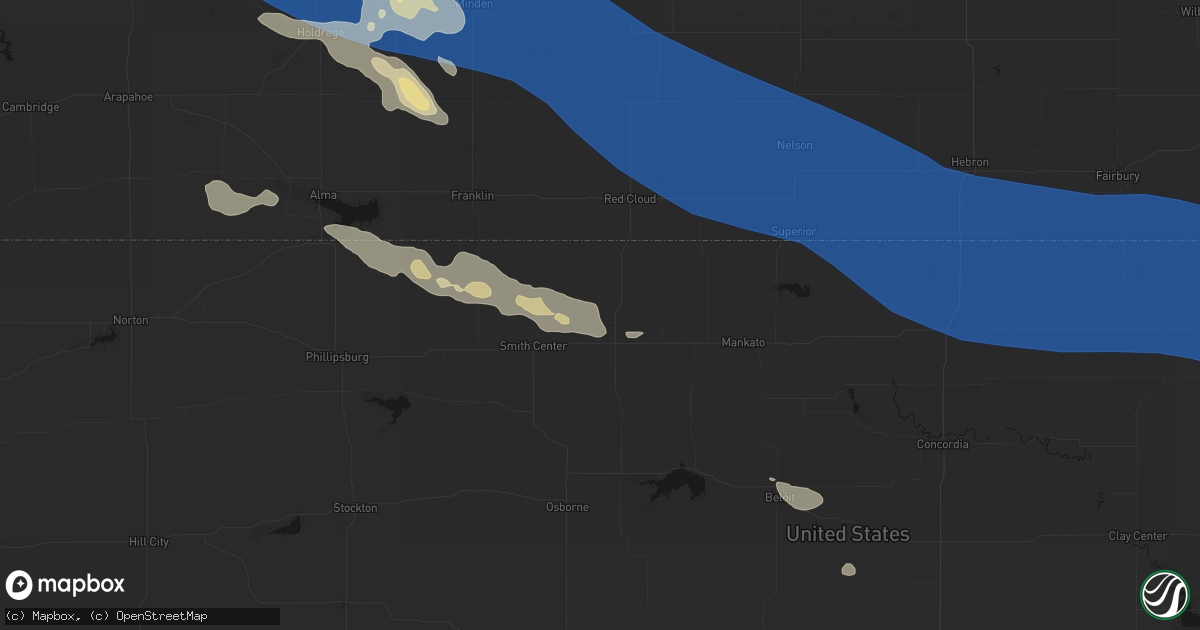Hail map in Lebanon, KS on July 30, 2026