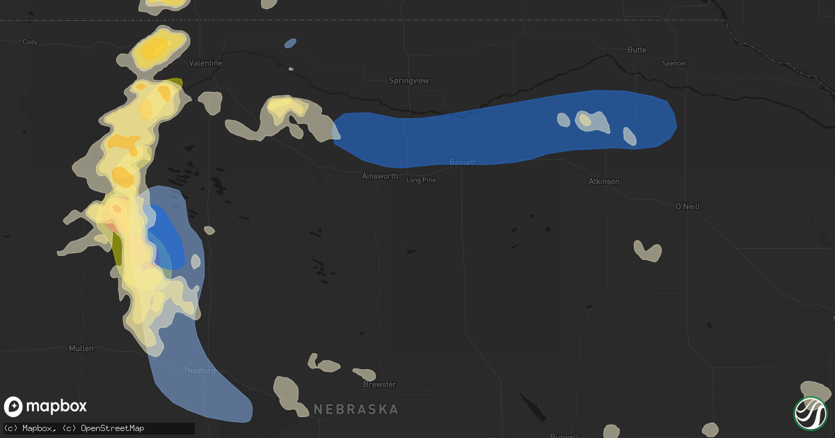 Hail map in Long Pine, NE on July 30, 2026