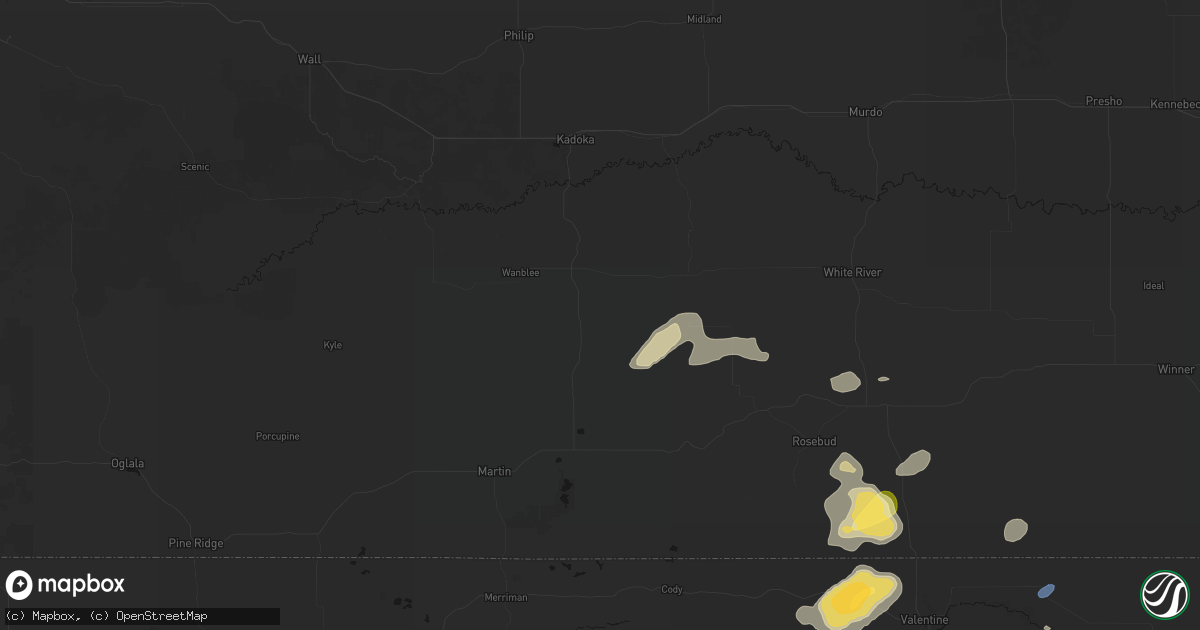 Hail map in Long Valley, SD on July 30, 2026