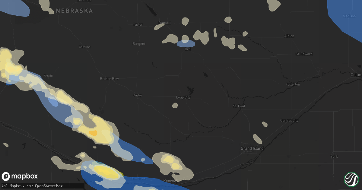 Hail map in Loup City, NE on July 30, 2026