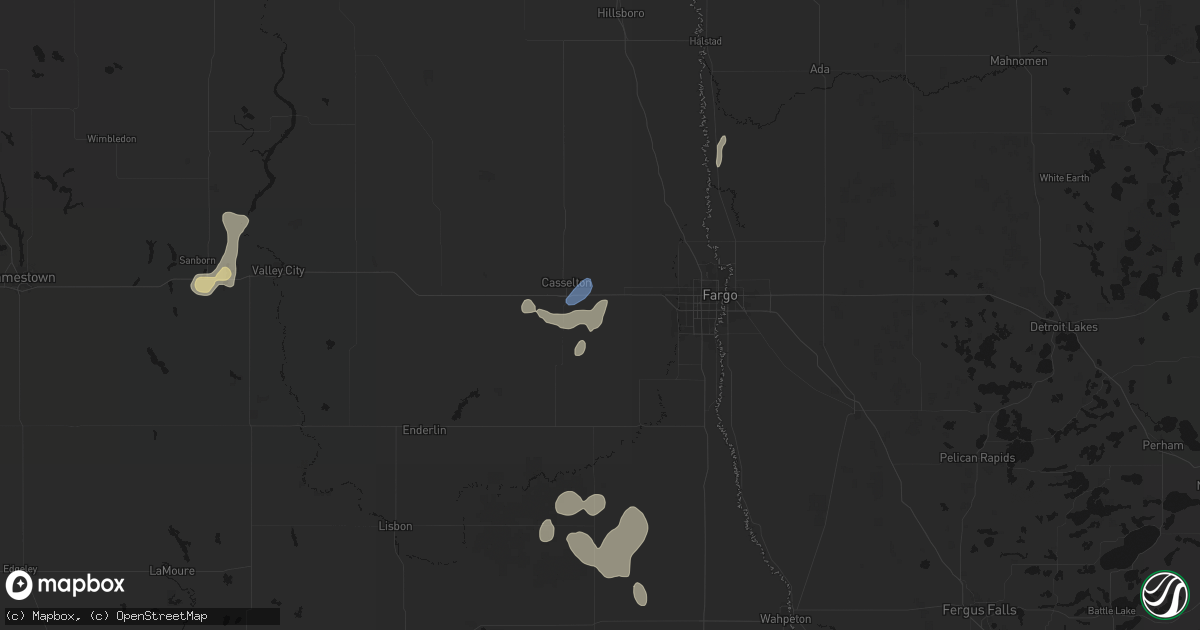 Hail map in Mapleton, ND on July 30, 2026